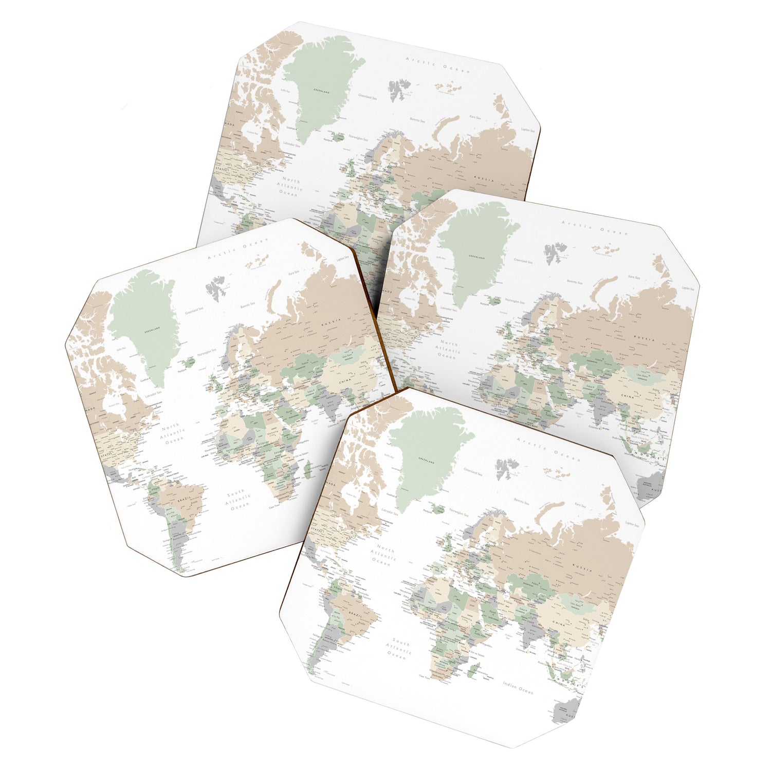 World map with cities, "Anouk" Coaster Gallery Image 1