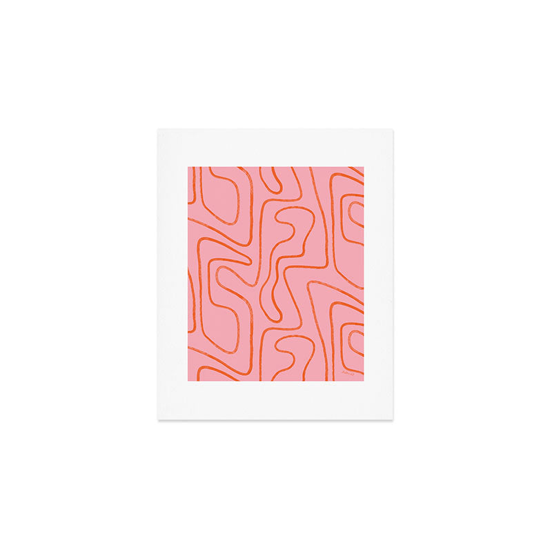 Abstract Line Pink and Orange Art Print Gallery Image 1