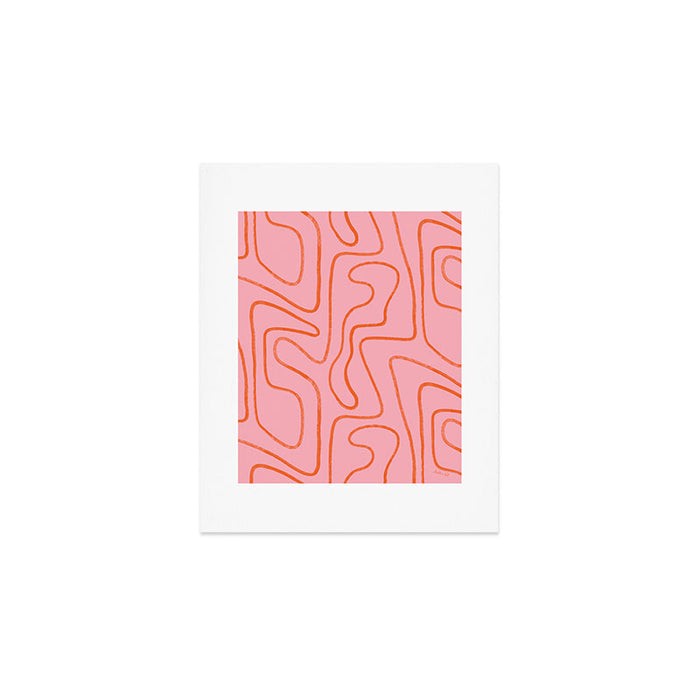 Abstract Line Pink and Orange Art Print Gallery Image 1