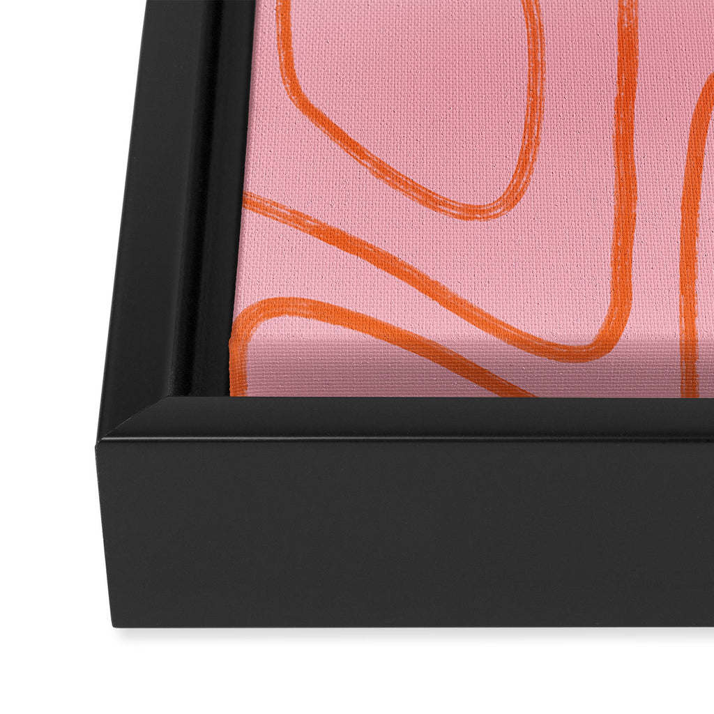 Abstract Line Pink and Orange Framed Canvas Print Gallery Image 3
