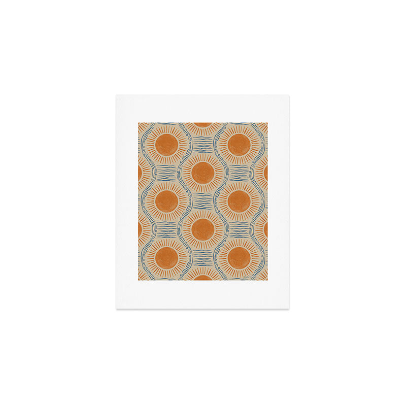 Boho Sun and Sea Vintage Ogee Art Print Gallery Image 1