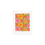 Bright Flowers and Bees Yellow Pink Orange Green Floral Art Print Gallery Image 1
