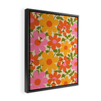 Bright Flowers and Bees Yellow Pink Orange Green Floral Framed Canvas Print Gallery Image 2