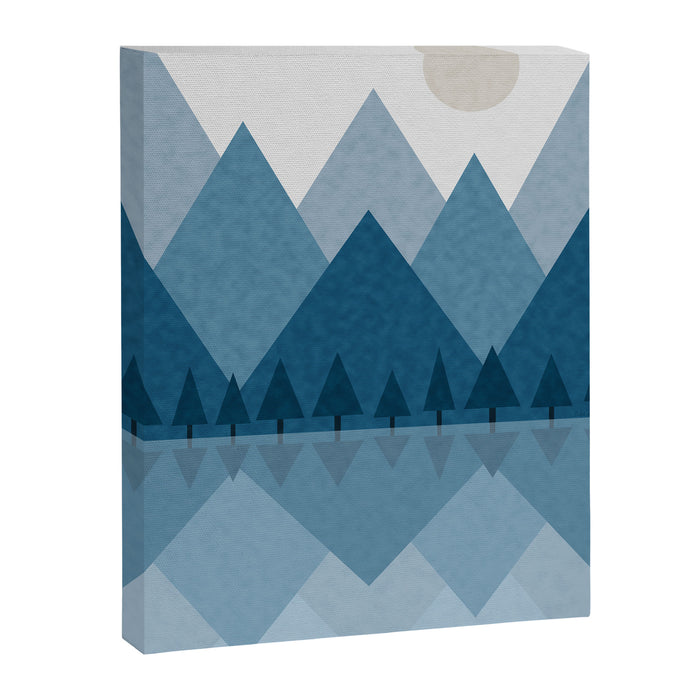 Calming Abstract Geometric Mountains Blue Canvas Print Gallery Image 1