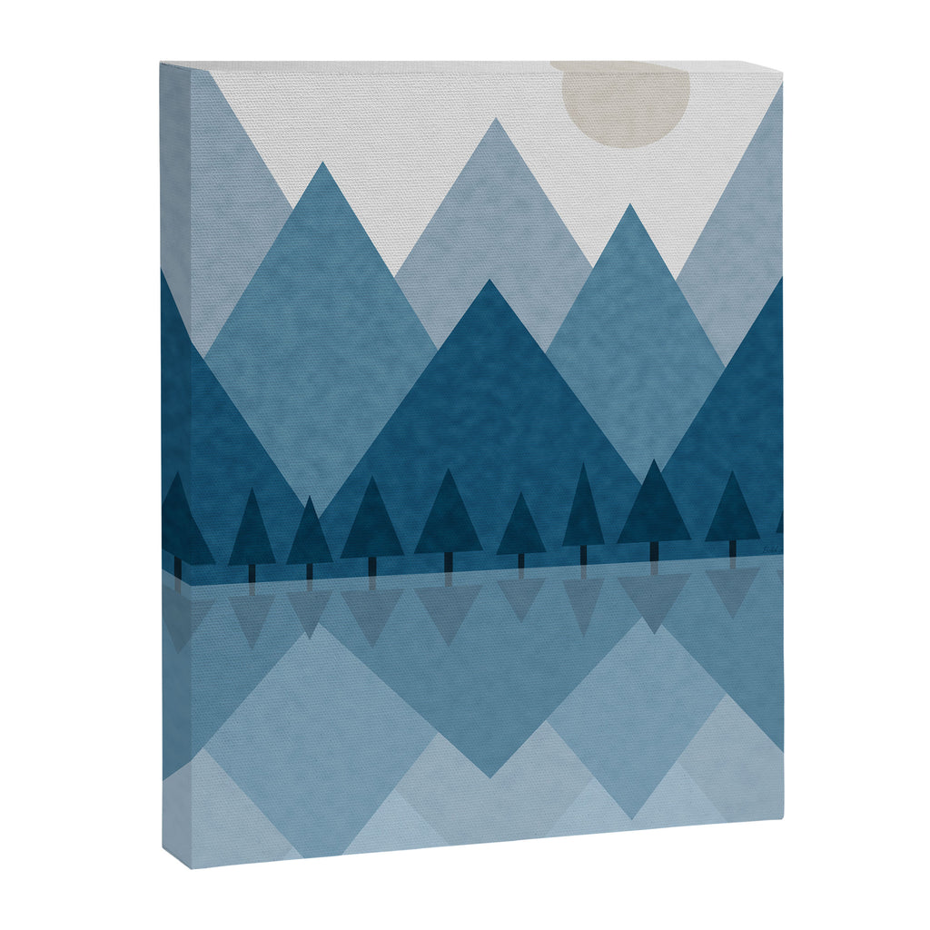 Calming Abstract Geometric Mountains Blue Canvas Print Gallery Image 8