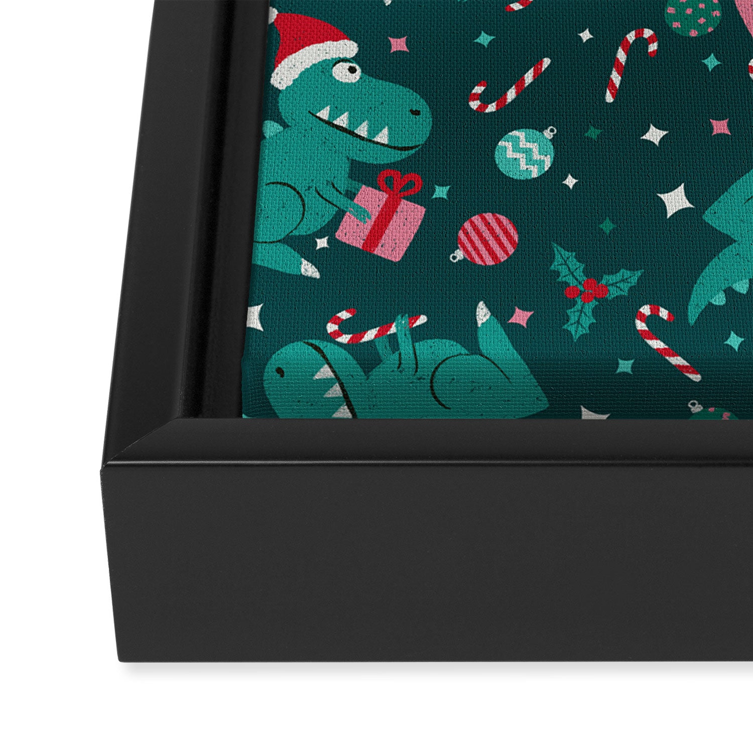 Christmas Dinosaurs Dinos Dinosaur Framed Canvas Print Gallery Image 3