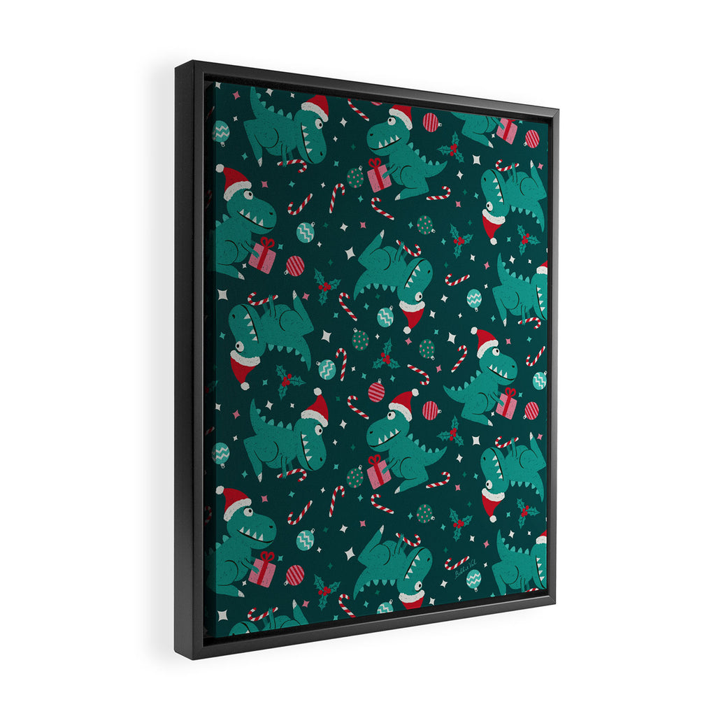 Christmas Dinosaurs Dinos Dinosaur Framed Canvas Print Gallery Image 2