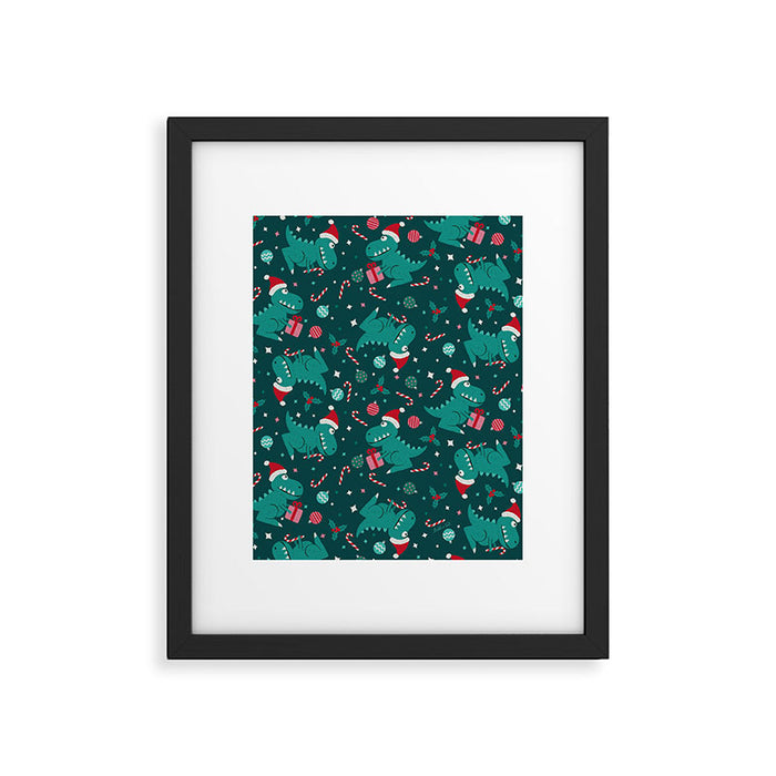 Christmas Dinosaurs Dinos Dinosaur Framed Art Print Gallery Image 1