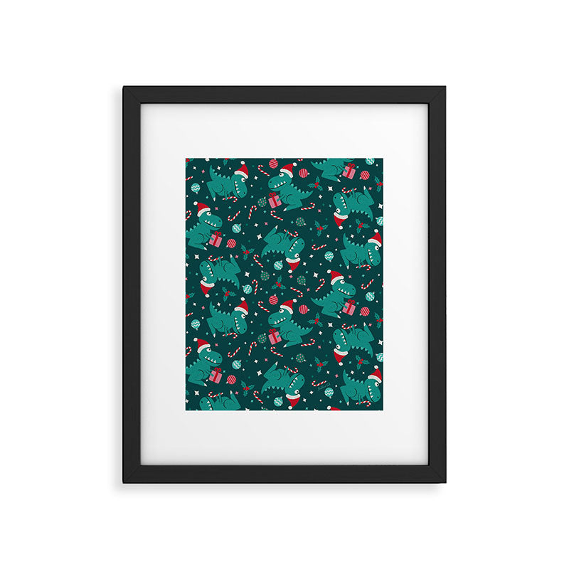 Christmas Dinosaurs Dinos Dinosaur Framed Art Print Gallery Image 5