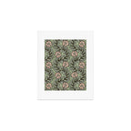 Climbing Leaves Floral Stripe Sage Green and Pink Art Print Gallery Image 1