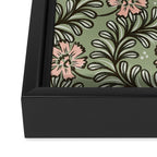 Climbing Leaves Floral Stripe Sage Green and Pink Framed Canvas Print Gallery Image 3
