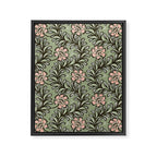 Climbing Leaves Floral Stripe Sage Green and Pink Framed Canvas Print Gallery Image 6