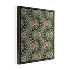 Climbing Leaves Floral Stripe Sage Green and Pink Framed Canvas Print Gallery Image 2