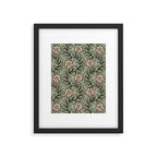 Climbing Leaves Floral Stripe Sage Green and Pink Framed Art Print Gallery Image 5