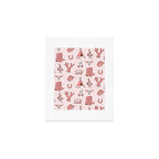 Cute Cowgirl Pattern, Cowboy Print in Blush Pink Art Print Gallery Image 1