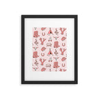 Cute Cowgirl Pattern, Cowboy Print in Blush Pink Framed Art Print Gallery Image 5