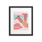 Cute Desert Cowgirl Pink Cowboy Boots Daisy Framed Art Print Gallery Image 6