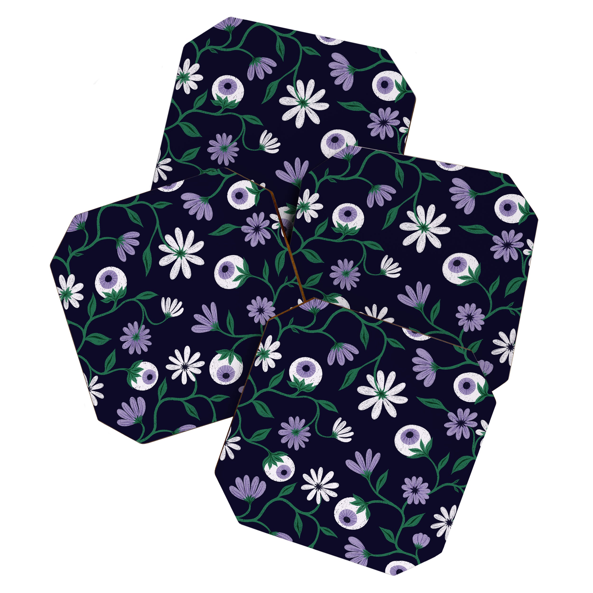 Dark Gothic Floral Garden Flowers and Eyes Creepy Halloween Coaster Gallery Image 1