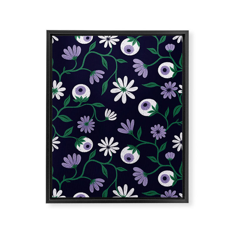 Dark Gothic Floral Garden Flowers and Eyes Creepy Halloween Framed Canvas Print Gallery Image 6