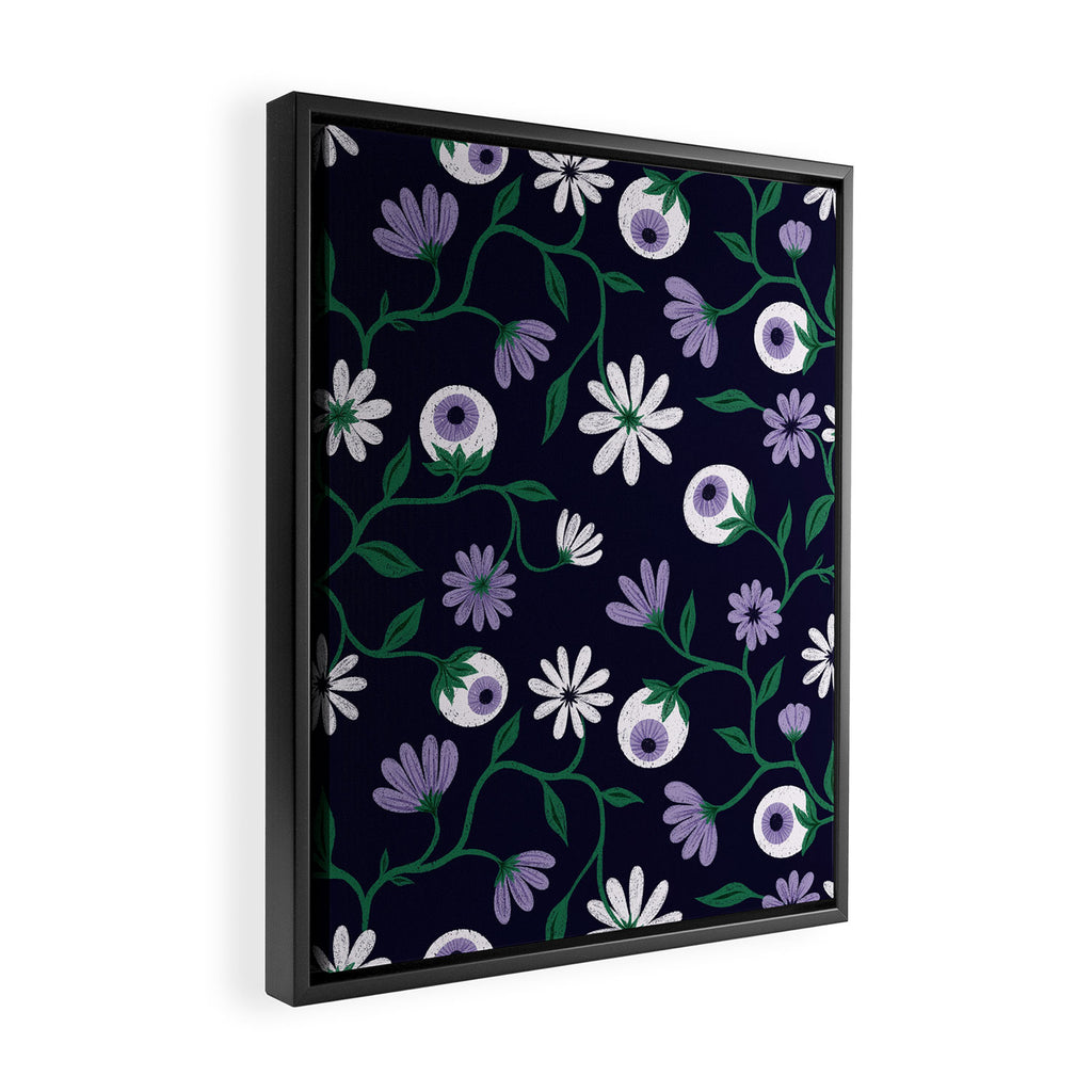 Dark Gothic Floral Garden Flowers and Eyes Creepy Halloween Framed Canvas Print Gallery Image 2