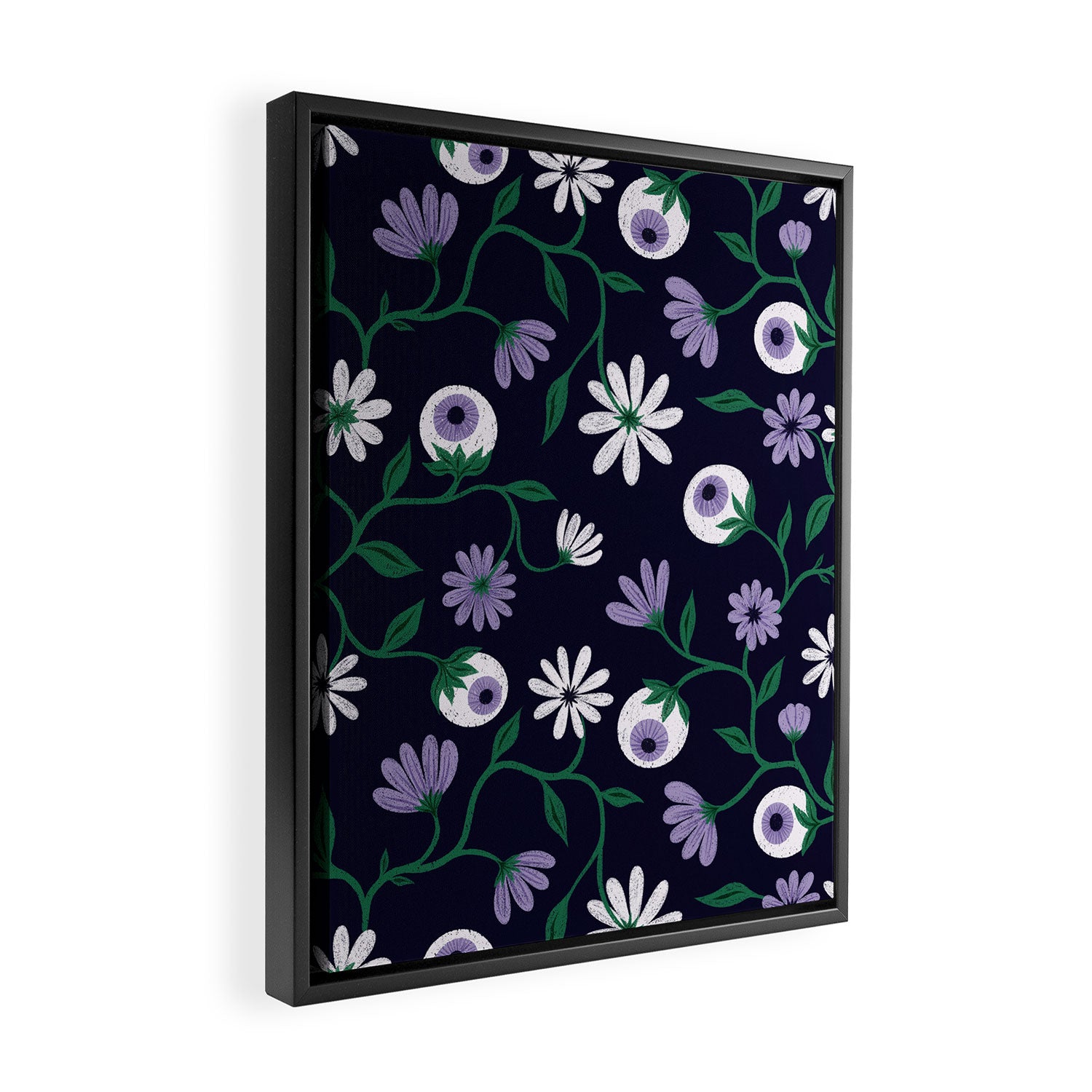 Dark Gothic Floral Garden Flowers and Eyes Creepy Halloween Framed Canvas Print Gallery Image 2