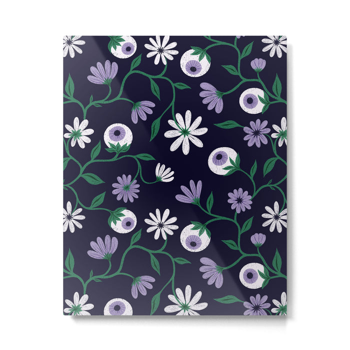 Dark Gothic Floral Garden Flowers and Eyes Creepy Halloween Metal Print Gallery Image 1