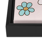 Happy Daisy Pattern, Cute and Fun Smiling Colorful Daisies Framed Canvas Print Gallery Image 3