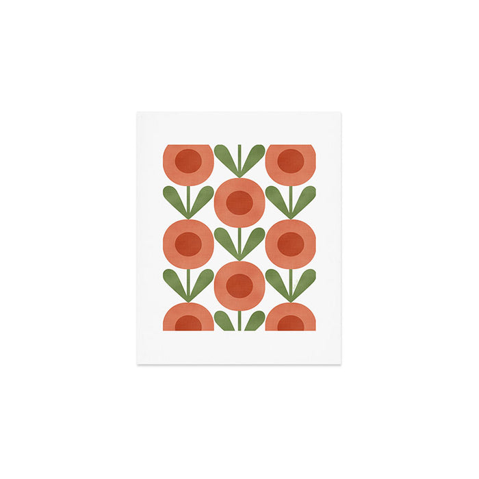 Mid Century Mod Flowers Terracotta  Art Print Gallery Image 1