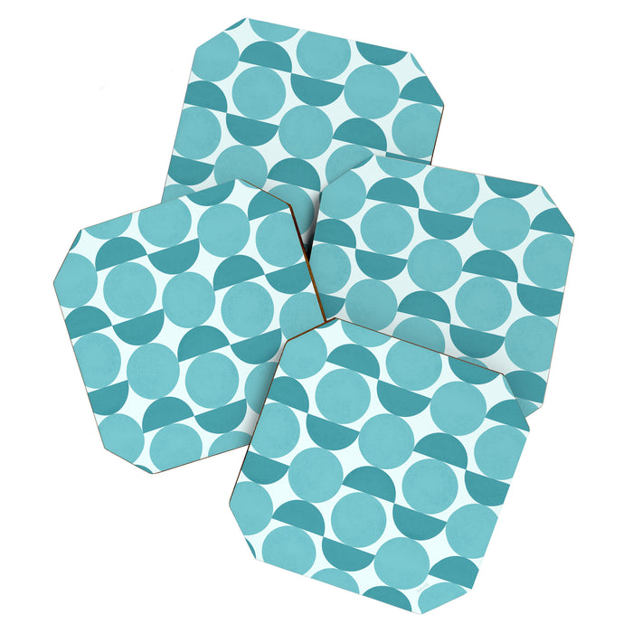 Mid Century Modern Geometric Shapes Aqua Blue Coaster Gallery Image 1