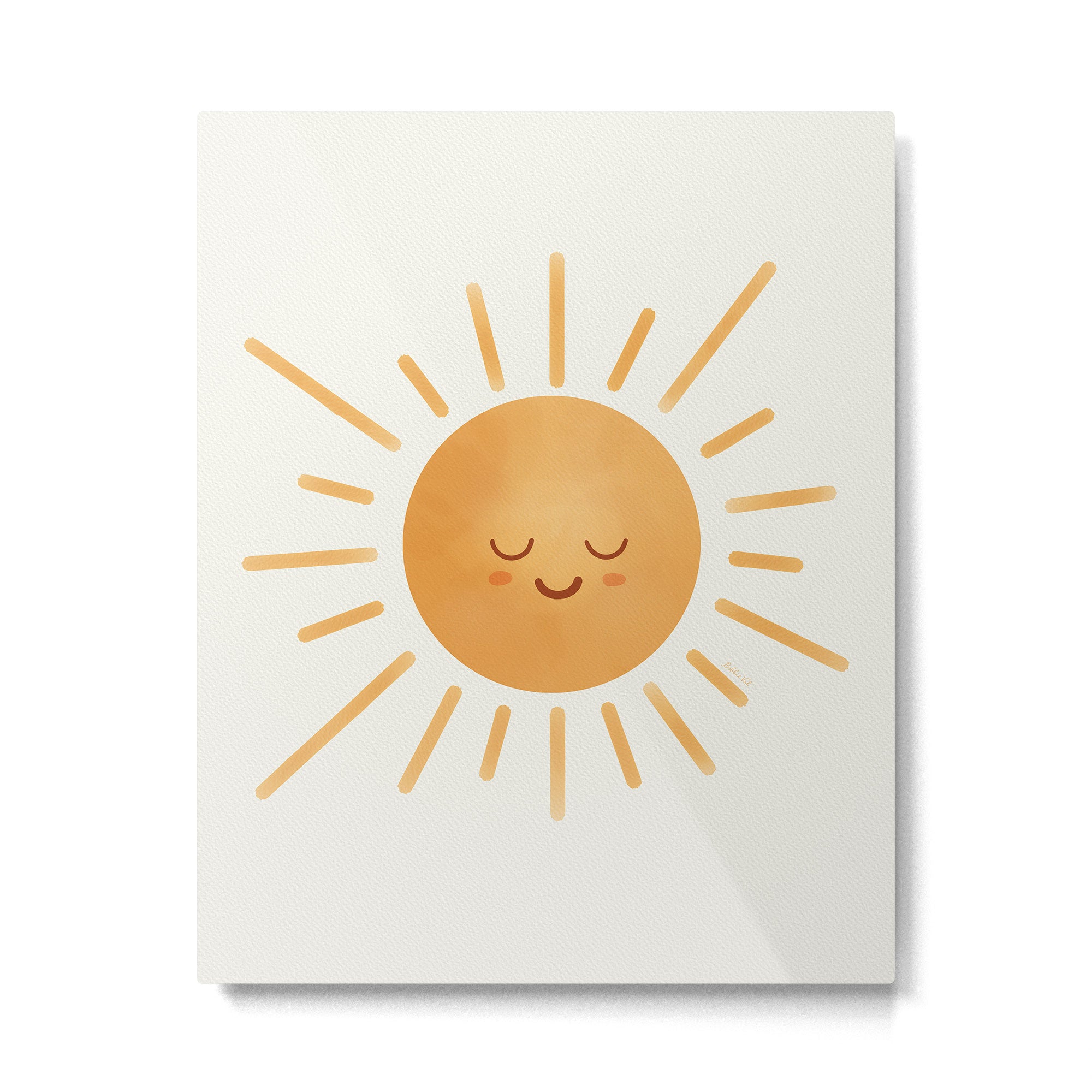 Peace Sun Face, Calm Happy Sunshine Watercolor Metal Print Gallery Image 6