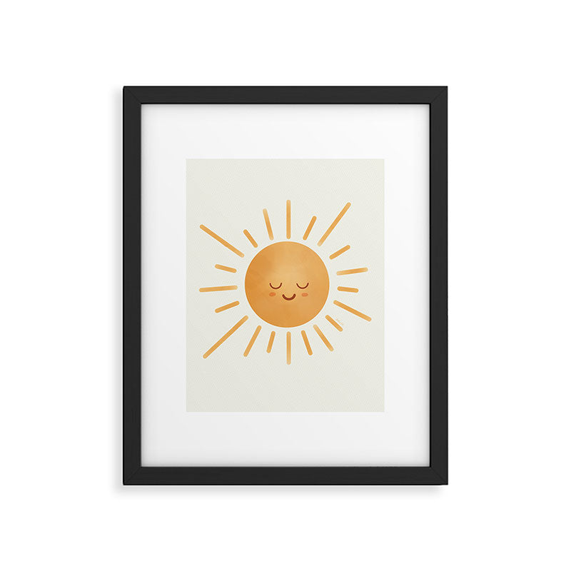 Peace Sun Face, Calm Happy Sunshine Watercolor Framed Art Print Gallery Image 6