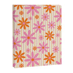  Retro 70s Groovy Daisy Pattern with Stripes, Hot Orange and Pink Canvas Print Gallery Image 8