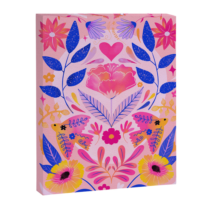 Botanical Garden Folklore in Pink Canvas Print Gallery Image 1