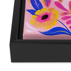 Botanical Garden Folklore in Pink Framed Canvas Print Gallery Image 3