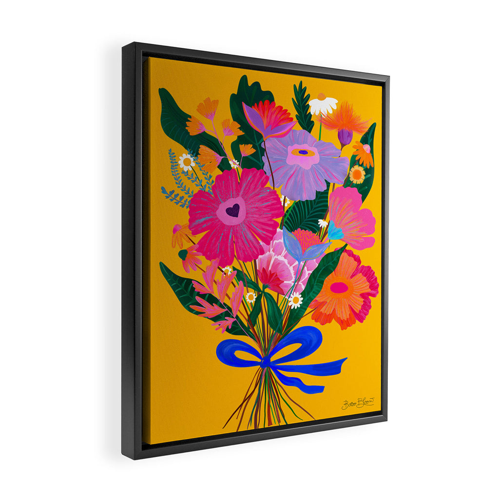 flower bouquet Pink Tangerine Framed Canvas Print Gallery Image 2