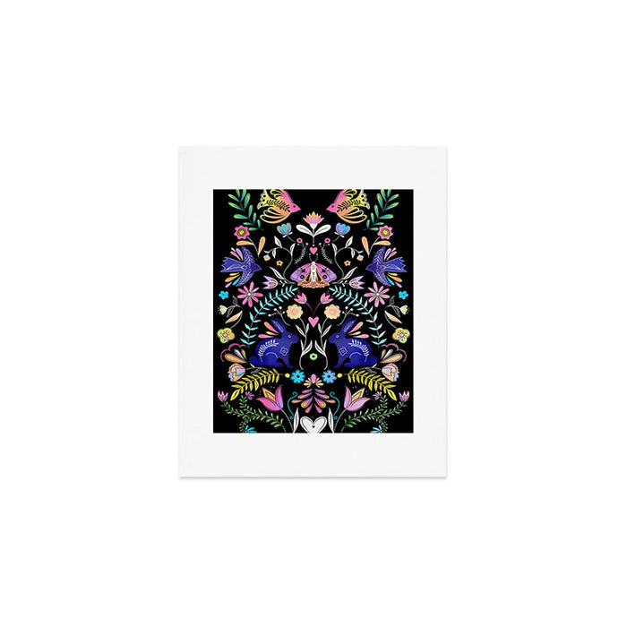 Folk Art Florals black in colors Art Print Gallery Image 1