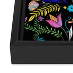 Folk Art Florals black in colors Framed Canvas Print Gallery Image 3