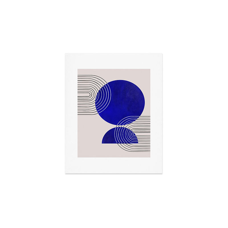 Indigo Blue Abstract Geometrical Composition Art Print Gallery Image 1
