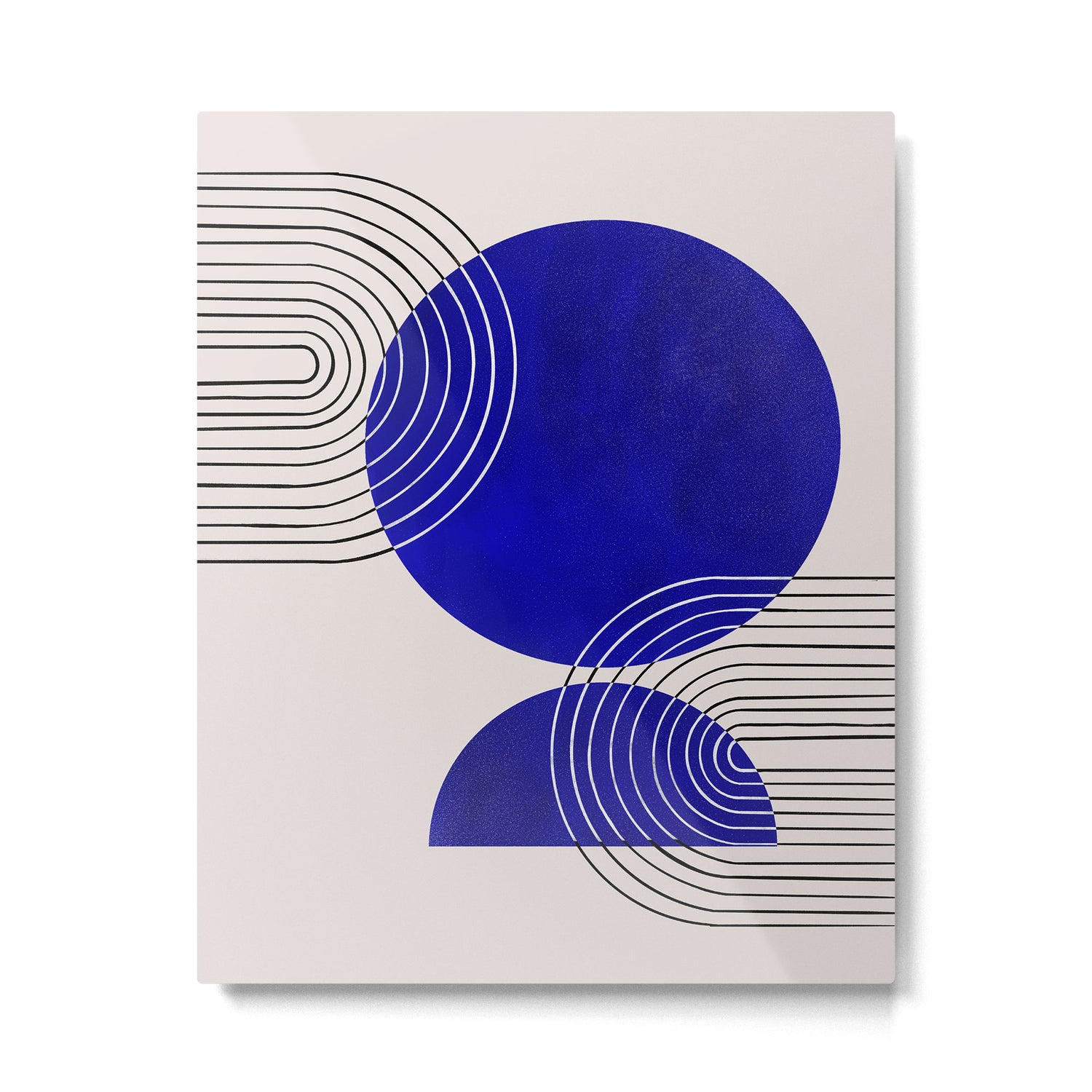 Indigo Blue Abstract Geometrical Composition Metal Print Gallery Image 4