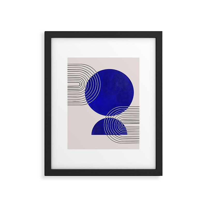 Indigo Blue Abstract Geometrical Composition Framed Art Print Gallery Image 5