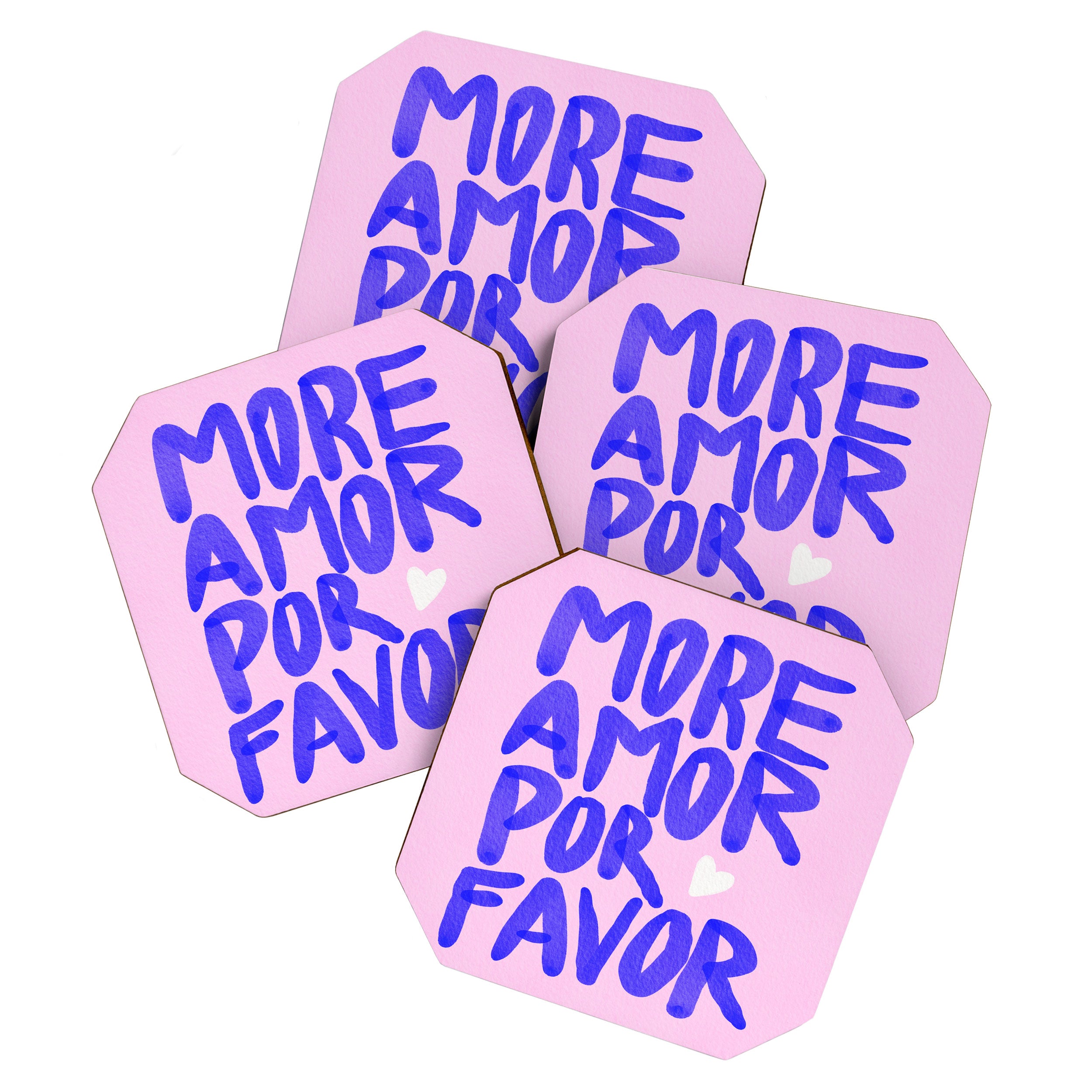 More Amor por favor - brush typography love quote Coaster Gallery Image 1