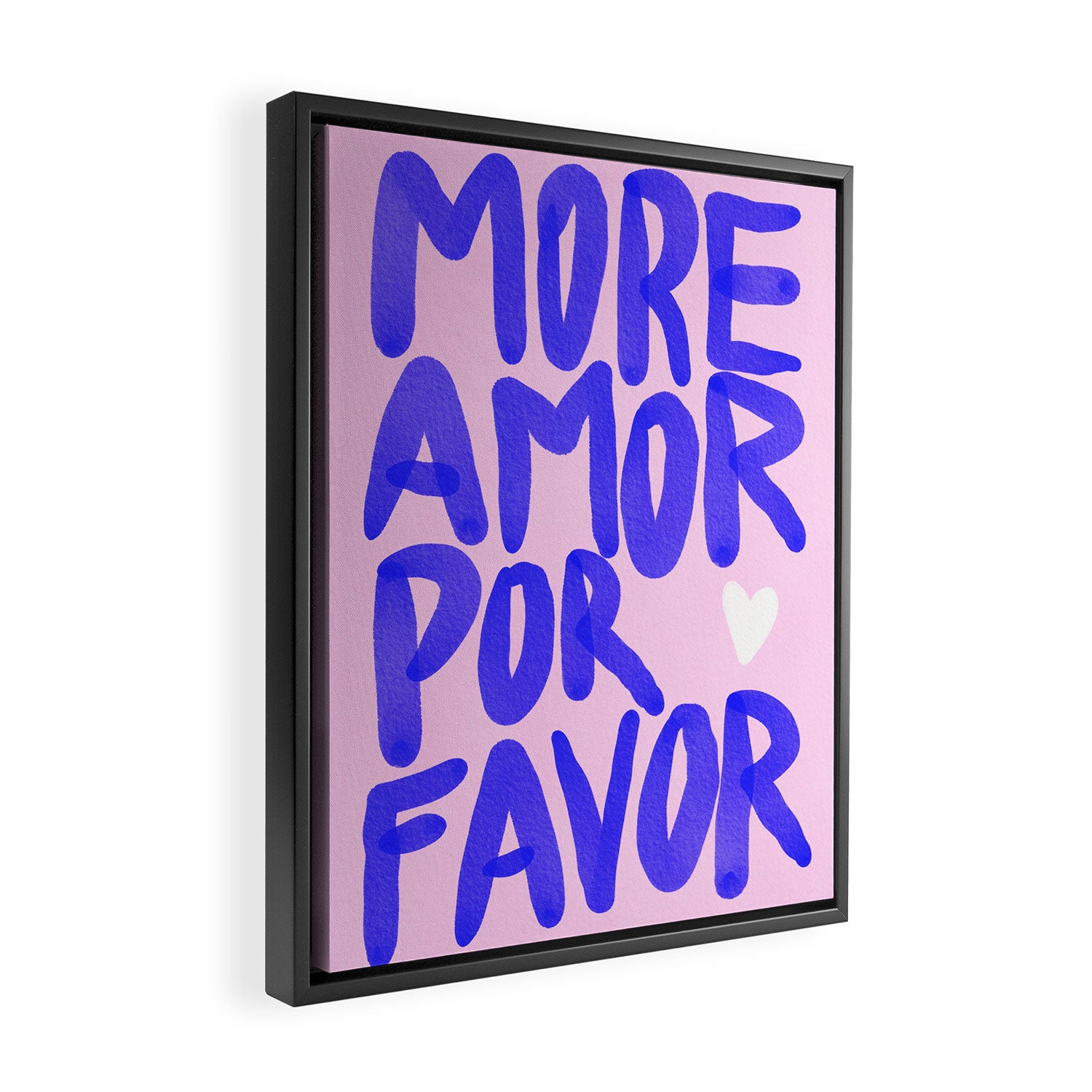 More Amor por favor - brush typography love quote Framed Canvas Print Gallery Image 2