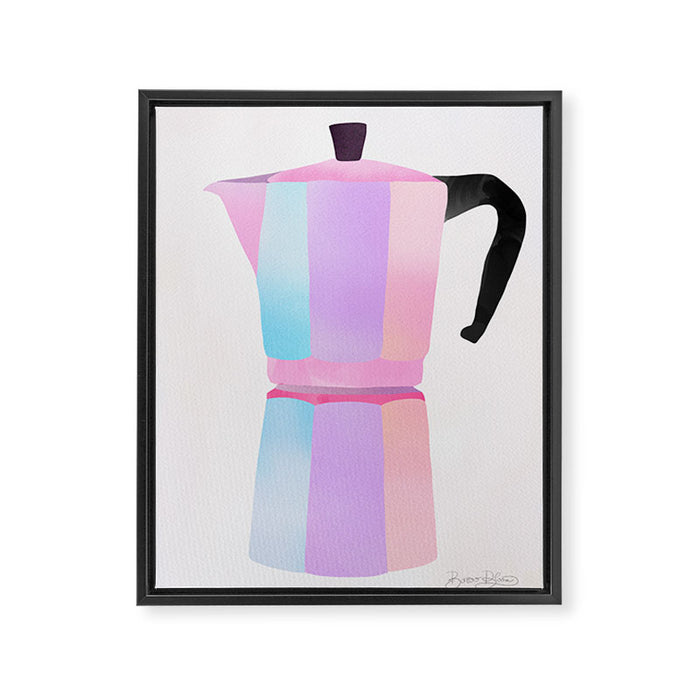 Neon Coffee Moka Pot Framed Canvas Print Gallery Image 1