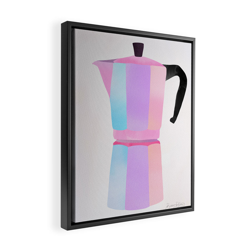 Neon Coffee Moka Pot Framed Canvas Print Gallery Image 2
