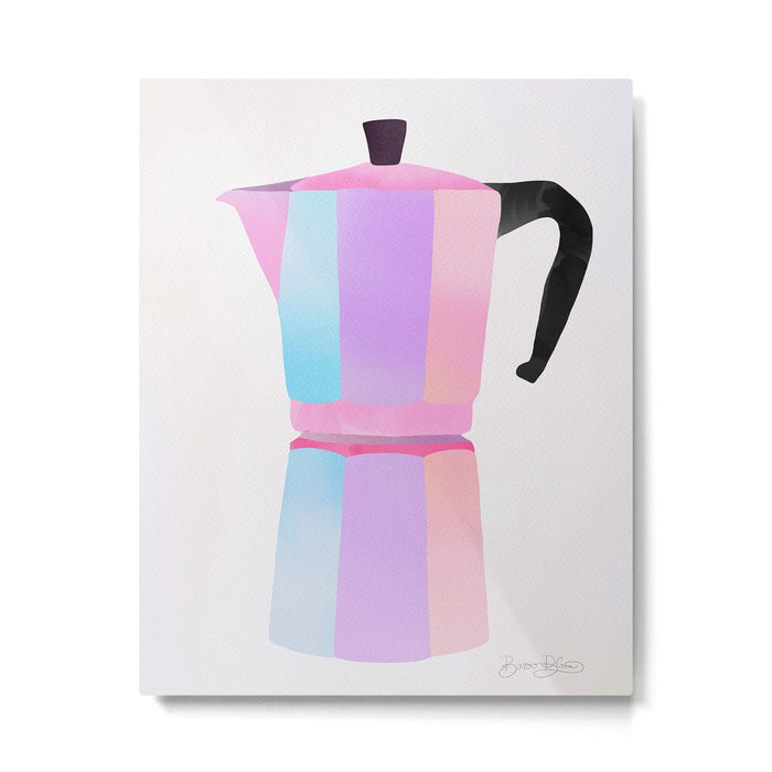 Neon Coffee Moka Pot Metal Print Gallery Image 1
