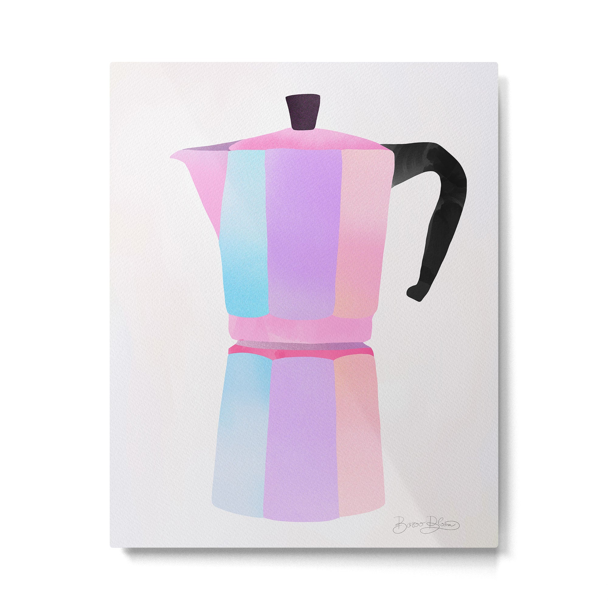 Neon Coffee Moka Pot Metal Print Gallery Image 4