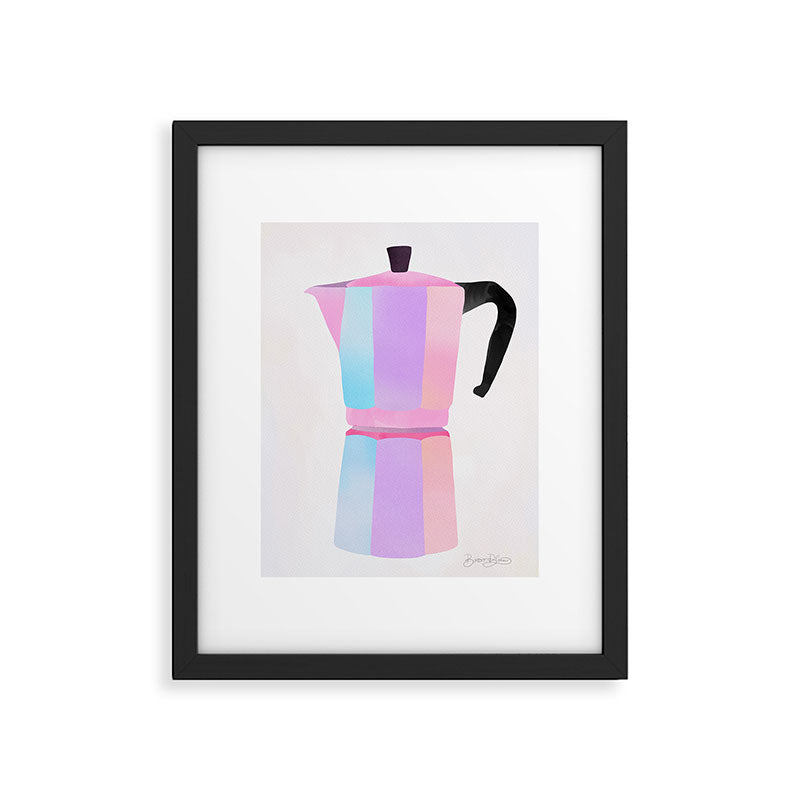 Neon Coffee Moka Pot Framed Art Print Gallery Image 5