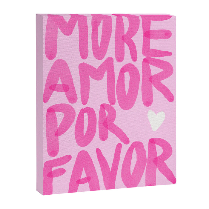 Pink Maximalist Quote - More Amor Canvas Print Gallery Image 1