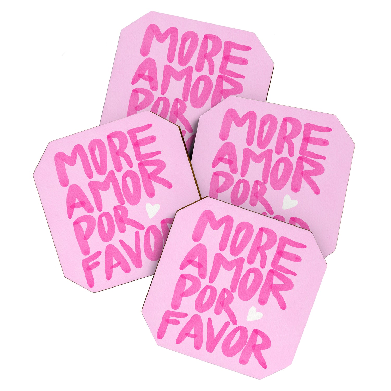 Pink Maximalist Quote - More Amor Coaster Gallery Image 1