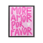Pink Maximalist Quote - More Amor Framed Canvas Print Gallery Image 8